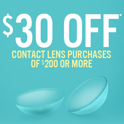 $30 off a contact lens purchase of $200 or more