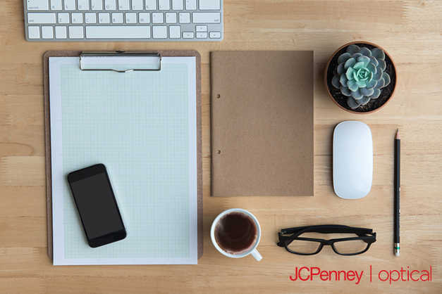 Desk with glasses.