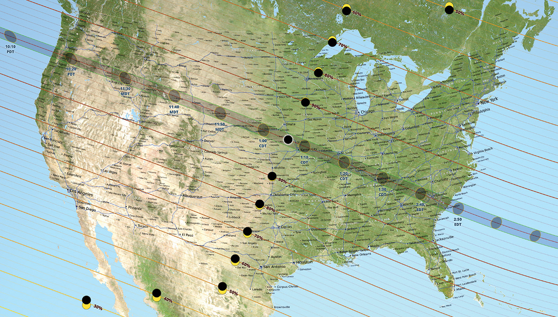 Map of the 2017 Solar Eclipse Across the United States