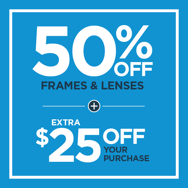 50% off frames and lenses